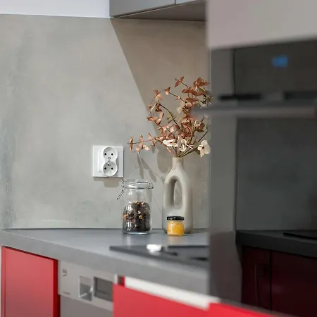 Red And Grey For 8 People In With Parking By Renters דירה פוזנן